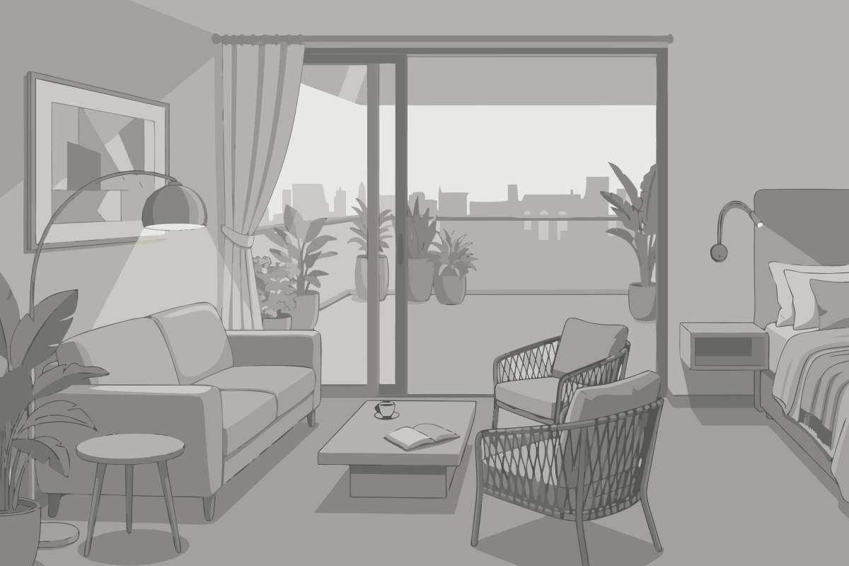 Habitación con cama extragrande.